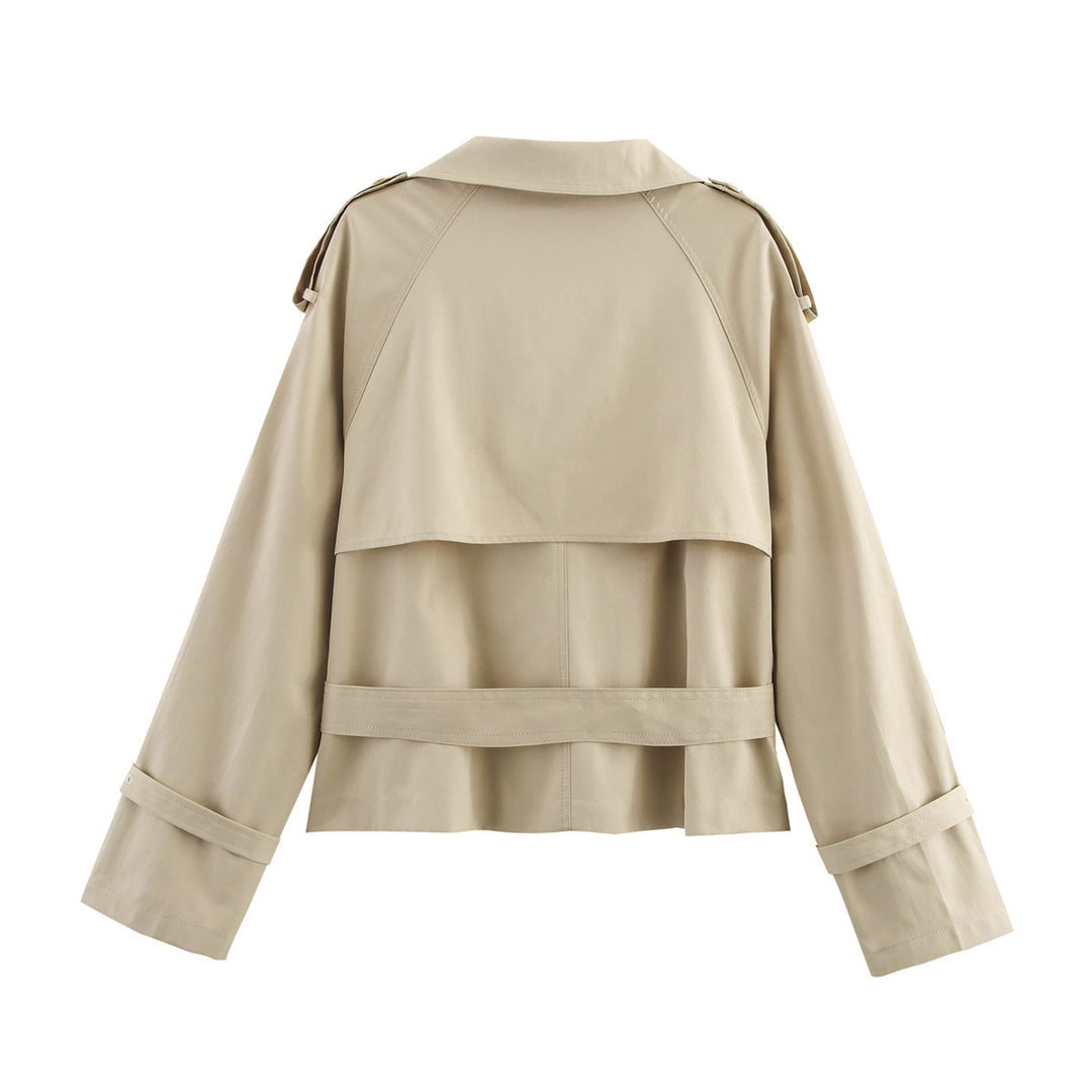 Short Belted Trench Coat i sand, forfra